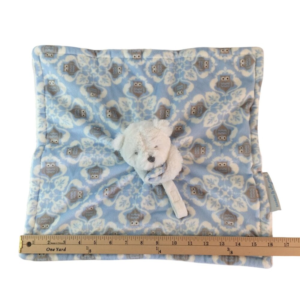 Blankets & Beyond Teddy‎ Bear Lovey on Blue Gray Owl Design Pacifier Holder - Picture 4 of 7